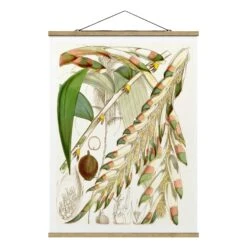 Stoffbild - Vintage Illustration Tropische Blüten III In Grün