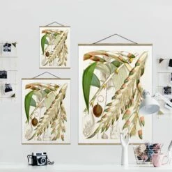 Stoffbild - Vintage Illustration Tropische Blüten III In Grün -Heimdekoration wallart stoffbild vintage illustration tropische bluten iii in grun 6