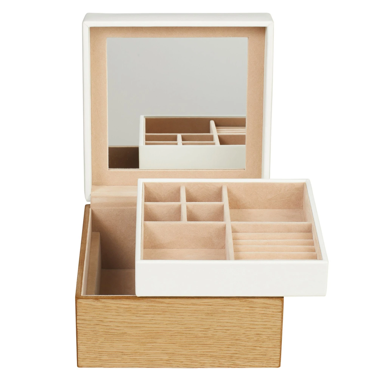 Wood Schmuckkoffer Leder 18 Cm In Creme 3 Wood Schmuckkoffer Leder 18 Cm In Creme – Bild 2